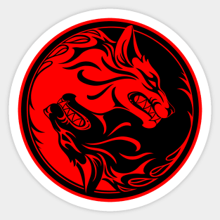 Black and Red Yin Yang Wolves Sticker